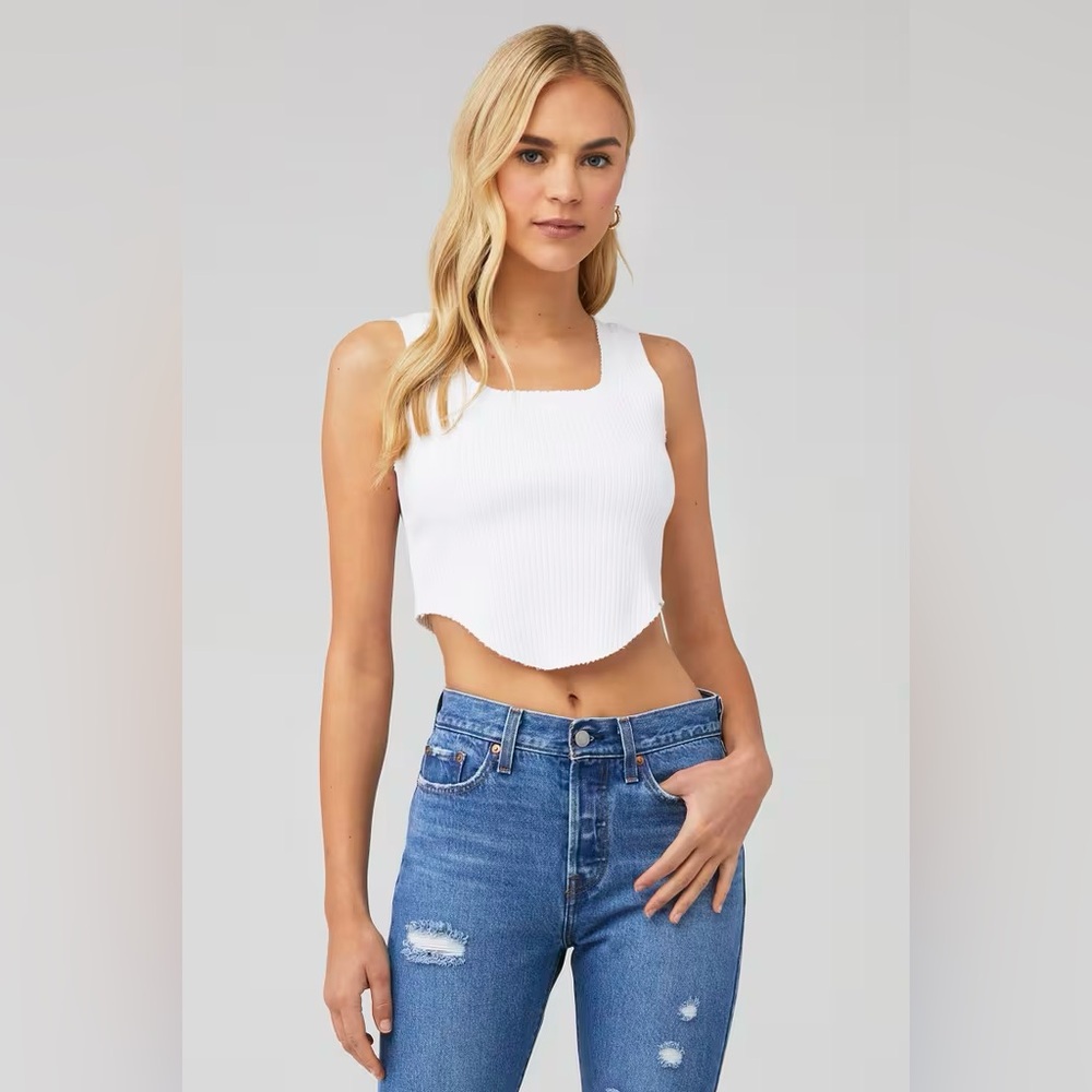 Cotton Citizen x Revolve Ibiza Square Neck Ribbed Tank in White Size Small